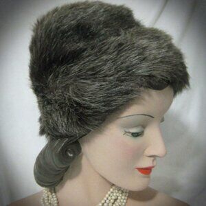 Vintage Brown Faux Fur Hat